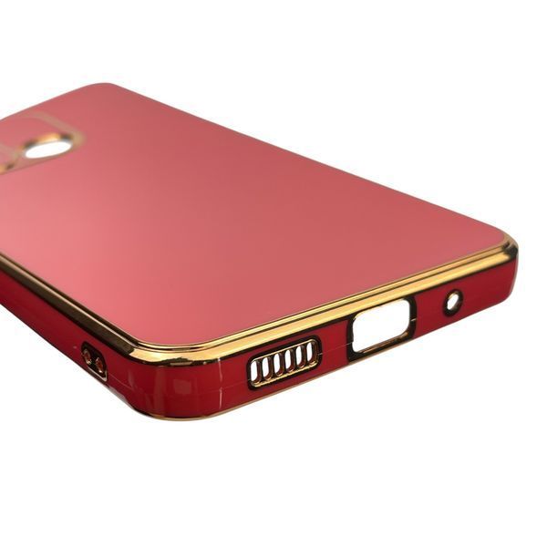 Чохол для Xiaomi Redmi 12C глянсовий із золотою окантовкою із захистом камери на сяомі редмі 12с червоний 0000090 фото