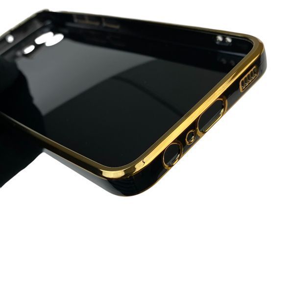 Чехол для Samsung Galaxy A03 SM-A035F с кольцом MagSafe с золотой окантовкой на самсунг а03 черный gs1 0021421 фото