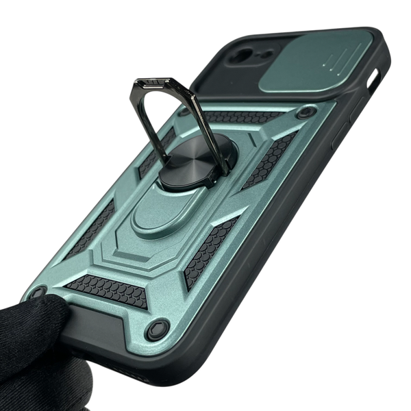 Чехол для Apple iPhone 7 бронированный с кольцом со шторкой на айфон 7 зелёный rg1 0015601 фото
