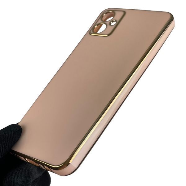 Чохол для Samsung Galaxy A05 SM-A055F із золотою окантовкою із захистом камери на самсунг а05 пудровий 0008236 фото
