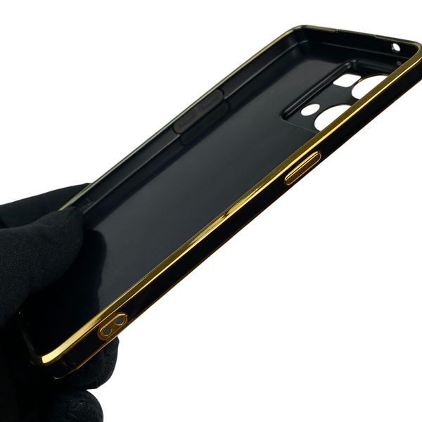 Чохол для Oppo Reno 7 4G глянцевий із захистом камери із золотою окантовкою на оппо рено 7 4г чорний gs1 0019602 фото