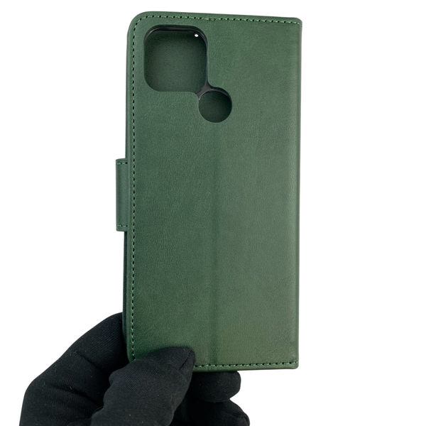 Чехол-книжка для телефона OPPO A15 кожанная с магнитной застежкой на оппо а15 зеленая 0025250 фото