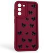 Чохол силіконовий Soft Touch з 3D принтом Бантики для Samsung Galaxy S21 бордовий (Повний захист камери)