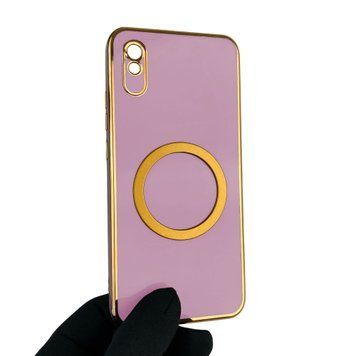 Чехол для Xiaomi Redmi 9A с кольцом MagSafe с золотой окантовкой на редми 9а черничный gs1 0022581 фото