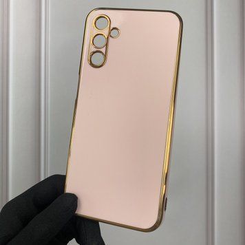Чехол для Samsung Galaxy M14 5G SM-M146 глянцевый с золотой окантовкой защитой камеры на самсунг м14 пудровый 0000017 фото