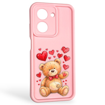 Чохол силіконовий оригінальний Soft Touch з 3D принтом милий ведмедик для Xiaomi Redmi A5 рожевий (Повний захист камери) 0043752 фото