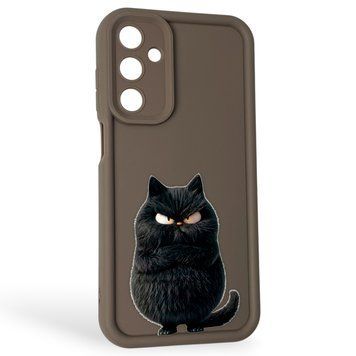 Чехол силиконовый Soft Touch с 3D принтом злой котик для Samsung Galaxy A25 5G (SM-A256B) коричневый (Полная защита камеры) 0046993 фото
