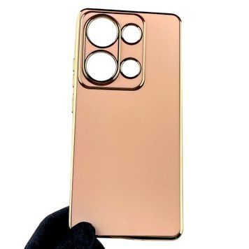 Чехол для Xiaomi POCO M6 Pro 4G женский с золотой окантовкой с защитой камеры на сяоми поко м6 про 4г розовый 0012219 фото