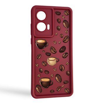 Чохол силіконовий Soft Touch з 3D принтом Кава для Motorola Moto G20 (XT2128-1) бордовий (Повний захист камери) 0065090 фото