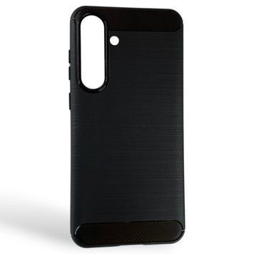 Чехол для телефона Samsung Galaxy S25 FE карбоновый противоударный с высокими бортами черный 0052236 фото