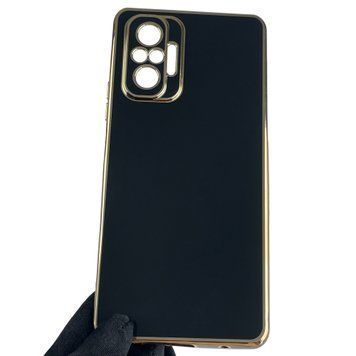 Чехол для Xiaomi Redmi Note 10 Pro 4G с золотой окантовкой с защитой камеры на сяоми редми нот 10 про чёрный 0008338 фото