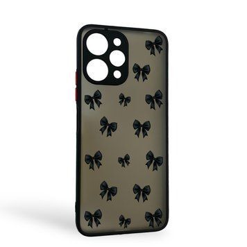 Чехол для телефона Xiaomi Redmi 12 4G с 3D принтом бантиков с высокими бортами на сяоми редми 12 черный 0033601 фото