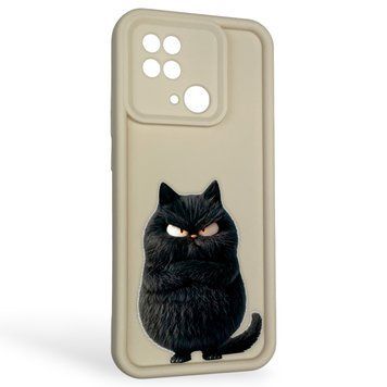 Чохол силіконовий оригінальний Soft Touch з 3D принтом злого кота для Xiaomi Poco C40 молочний (Повний захист камери) 0046635 фото