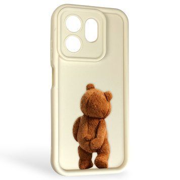Чехол силиконовый Soft Touch с 3D принтом смешного теда мишки для Infinix Hot 50i X6531B молочный (Полная защита камеры) 0049275 фото