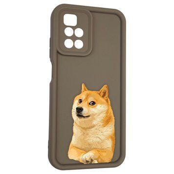 Чехол силиконовый оригинальный Soft Touch с 3D принтом мема сибу для Xiaomi Redmi 10 коричневый (Полная защита камеры) 0047721 фото