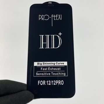 Захисне скло для телефону Apple iPhone 12 протиударне повноекранне на айфон 12 чорне 0001072 фото