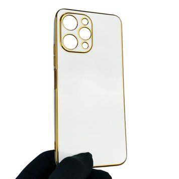 Чехол для Xiaomi Redmi 12 4G с защитой камеры с золотой окантовкой на сяоми редми 12 белый gs1 0019907 фото
