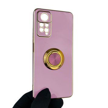 Чехол для Xiaomi Redmi Note 11 Pro 4G с кольцом-подставкой с золотой окантовкой редми нот 11 про черничный gs1 0020858 фото