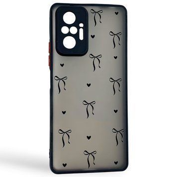 Чехол для телефона Xiaomi Redmi Note 10 Pro 4G с 3D принтом бантики с сердцами с высокими бортами черный 0059385 фото