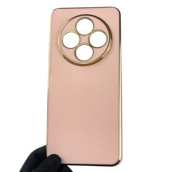 Чехол для Xiaomi Redmi A4 5G женский с золотой окантовкой с защитой камеры на сяоми редми а4 5г пудровый 0013897 фото