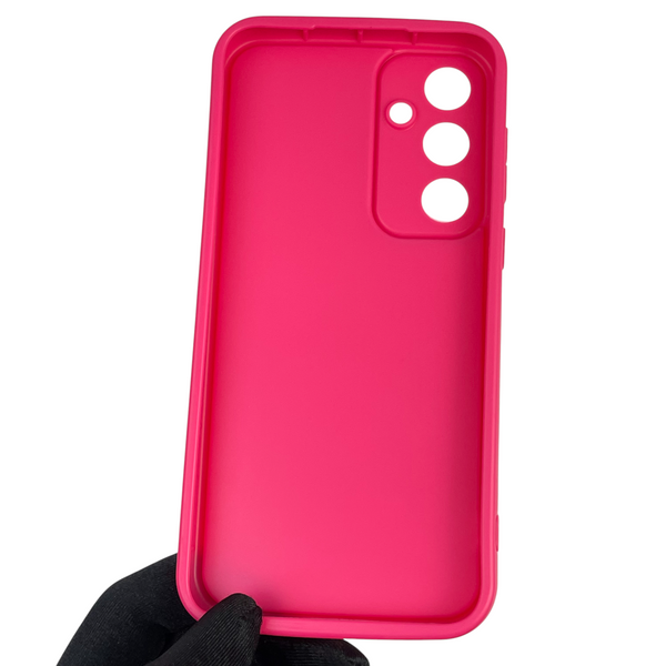 Чехол силиконовый оригинальный Soft Touch с 3D принтом милый мишка для Samsung Galaxy A35 5G (SM-A356B) малиновый (Полная защита камеры) 0043491 фото