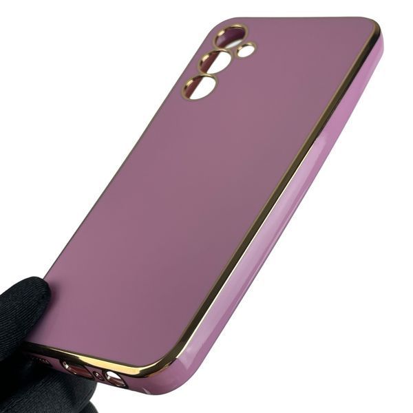 Чохол для Samsung Galaxy A14 4G SM-A145F із золотою окантовкою із захистом камери на самсунг а14 бузковий 0008360 фото