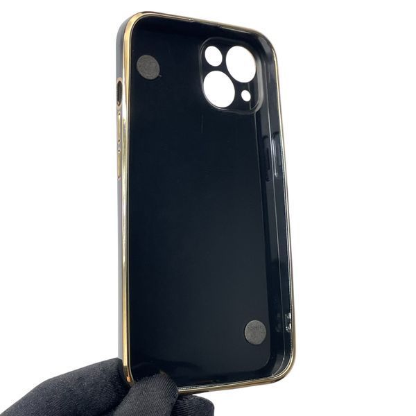 Чехол для телефона Apple iPhone 13 женский с ремешком и украшениями и золотой окантовкой на айфон 13 черный gs1 0016190 фото