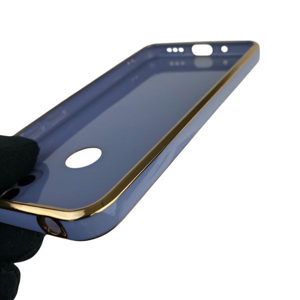 Чехол для Xiaomi Redmi 9C с кольцом MagSafe с золотой окантовкой на редми 9с синий gs1 0021706 фото