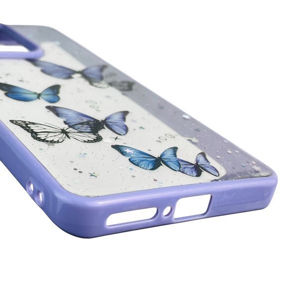 Чохол для Motorola Edge 40 (PAY40042RS) з блискітками з метеликами на моторола едж 40 бузковий 0037555 фото