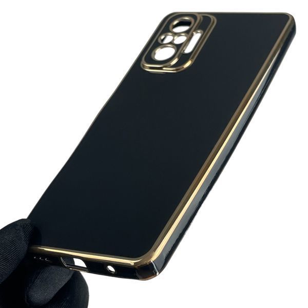Чохол для Xiaomi Redmi Note 10 Pro 4G глянсовий із золотою окантовкою із захистом камери на сяомі редмі нот 10 0008338 фото