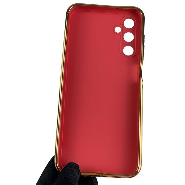 Чехол для Samsung Galaxy M14 5G SM-M146 глянцевый с золотой окантовкой с защитой камеры на самсунг м14 красный 0000117 фото