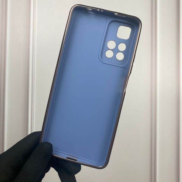 Чехол для Xiaomi Redmi Note 11 Pro Plus 5G с золотой окантовкой защитой камеры на редми нот 11 про плюс синий 0000067 фото