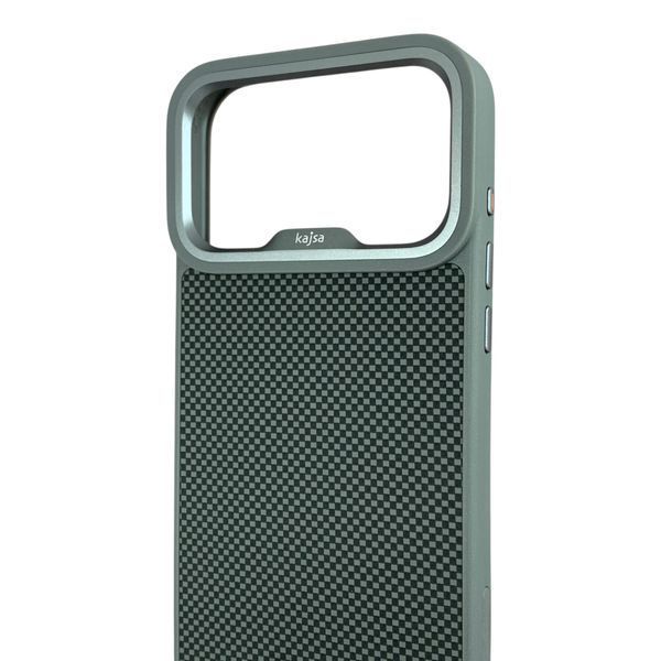 Чохол Kajsa Glamorous Mini Checkered для iPhone 17 Pro Max сірий (MagSafe, металеве кільце камери, преміум) 0062029 фото