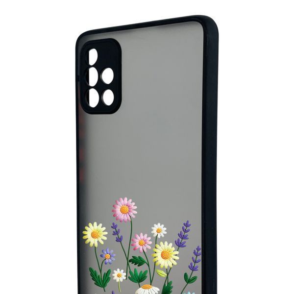 Чохол для телефона Samsung Galaxy A51 (SM-A515F) с 3D принтом польові квіти із захистом камери чорний 0059285 фото