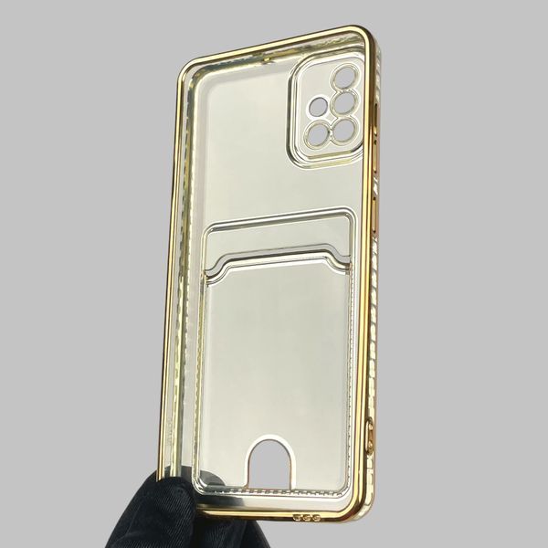 Чехол для Samsung Galaxy A51 (SM-A515F) с золотой окантовкой с карманом для карт на самсунг а51 золотой 0013090 фото