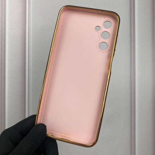 Чохол для Samsung Galaxy M14 5G SM-M146 глянсовий із золотою окантовкою із захистом камери на самсунг м14 пудровий 0000017 фото