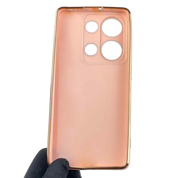 Чехол для Xiaomi POCO M6 Pro 4G женский с золотой окантовкой с защитой камеры на сяоми поко м6 про 4г розовый 0012219 фото