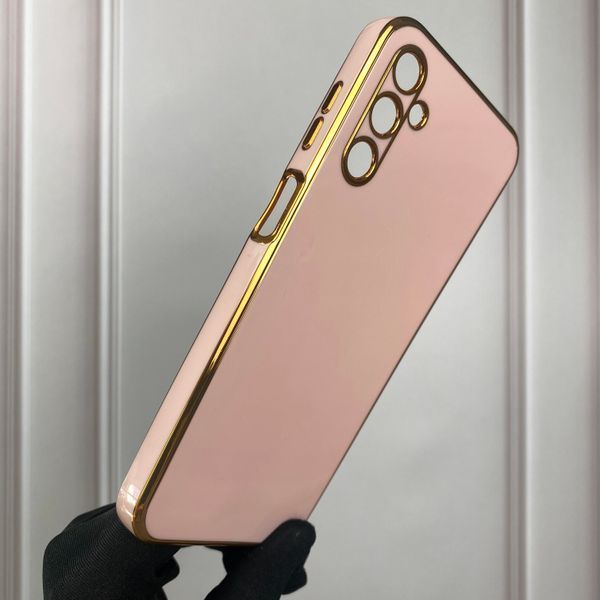 Чохол для Samsung Galaxy M14 5G SM-M146 глянсовий із золотою окантовкою із захистом камери на самсунг м14 пудровий 0000017 фото