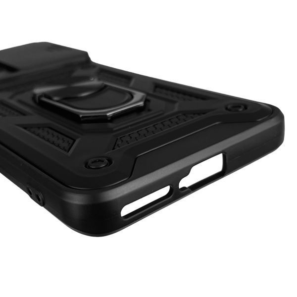 Чохол для Motorola Edge 40 Neo (PAYH0006RS) броньований з кільцем зі шторкою на камеру на моторола едж 40 нео чорний 0004185 фото