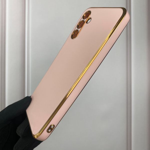 Чохол для Samsung Galaxy M14 5G SM-M146 глянсовий із золотою окантовкою із захистом камери на самсунг м14 пудровий 0000017 фото