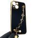 Чехол для телефона Apple iPhone 13 женский с ремешком и украшениями и золотой окантовкой на айфон 13 черный gs1 0016190 фото 1