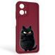 Чехол силиконовый Soft Touch с 3D принтом злой котик для Motorola Moto G24 (PB1E0003RS) бордовый (Полная защита камеры) 0046938 фото 1