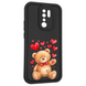 Чехол силиконовый оригинальный Soft Touch с 3D принтом милый мишка для Xiaomi Redmi 9 черный (Полная защита камеры) 0043713 фото 1