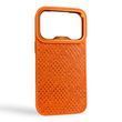 Чехол Kajsa Glamorous Lizard для iPhone 17 Pro оранжевый Orange Plus (MagSafe, металлическое кольцо камеры, премиум)