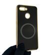 Чехол для OPPO A12 с кольцом MagSafe с золотой окантовкой на оппо а12 черный gs1