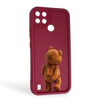 Чохол силіконовий Soft Touch з 3D принтом кумедний тед ведмідик для Realme C21Y бордовий (Повний захист камери) 0049166 фото
