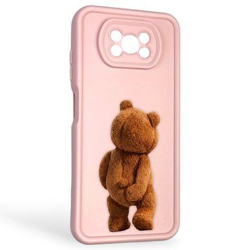 Чохол силіконовий оригінальний Soft Touch з 3D принтом кумедний тед ведмідик для Xiaomi Poco X3 Pro пудровий (Повний захист камери) 0048808 фото