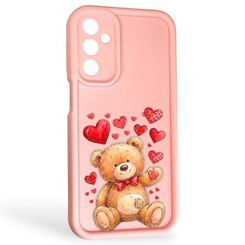 Чехол силиконовый Soft Touch с 3D принтом милый мишка для Samsung Galaxy M34 5G (SM-M346) розовый (Полная защита камеры) 0044821 фото