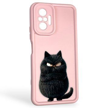 Чохол силіконовий оригінальний Soft Touch з 3D принтом злого кота для Xiaomi Redmi Note 10 Pro пудровий (Повний захист камери) 0046786 фото