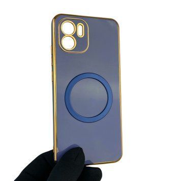 Чохол для Xiaomi Redmi A1 з кільцем MagSafe із золотою окантовкою на сяомі редмі а1 синій gs1 0021711 фото